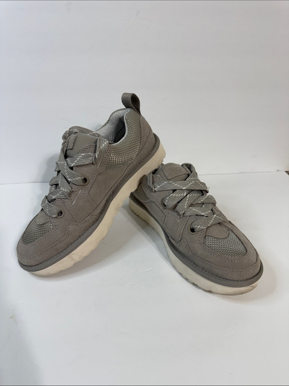 UGG Women's Gray and Cream Platform Lace-Up Sneakers